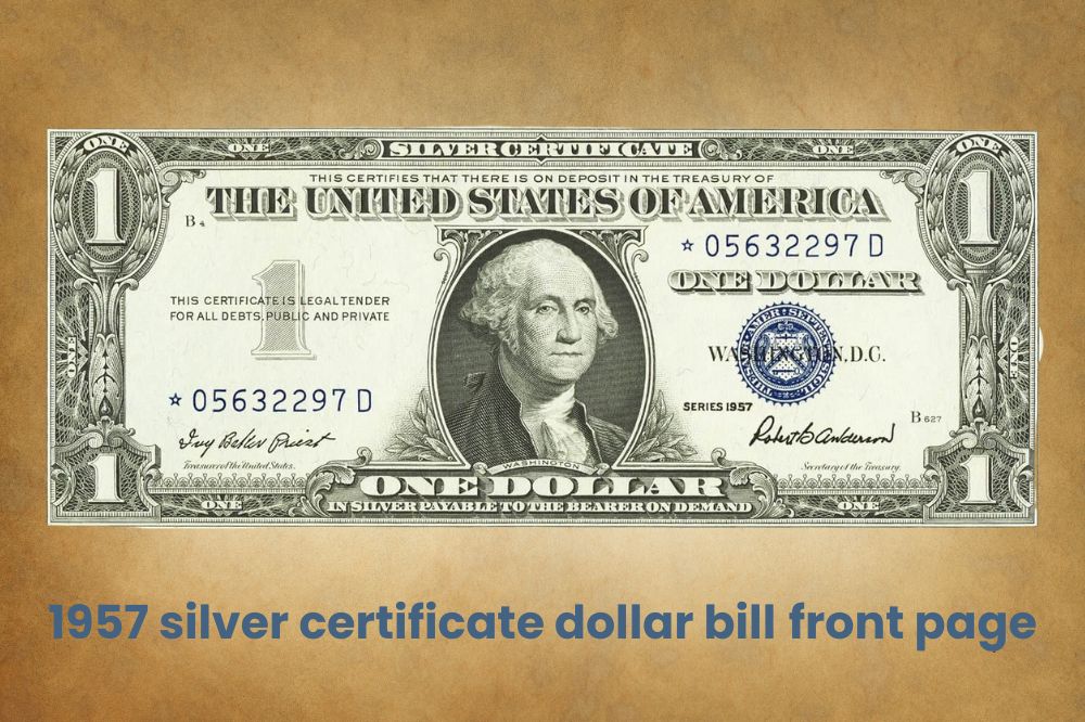 The front page of the 1957 silver certificate dollar bill