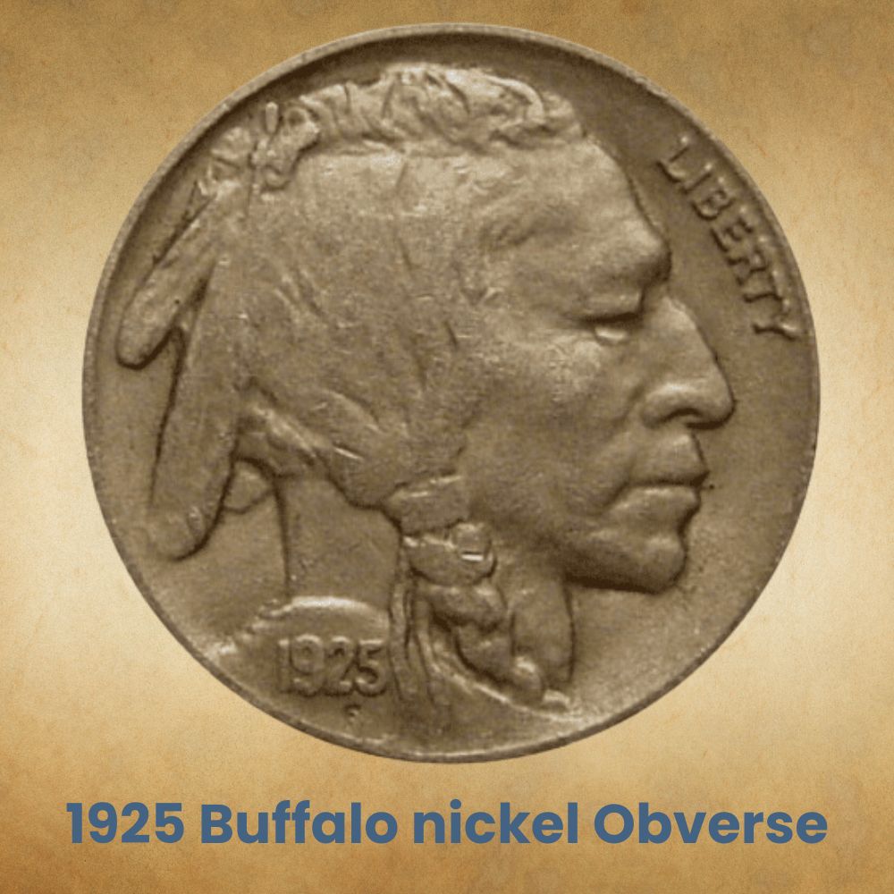 The obverse of the 1925 Buffalo nickel
