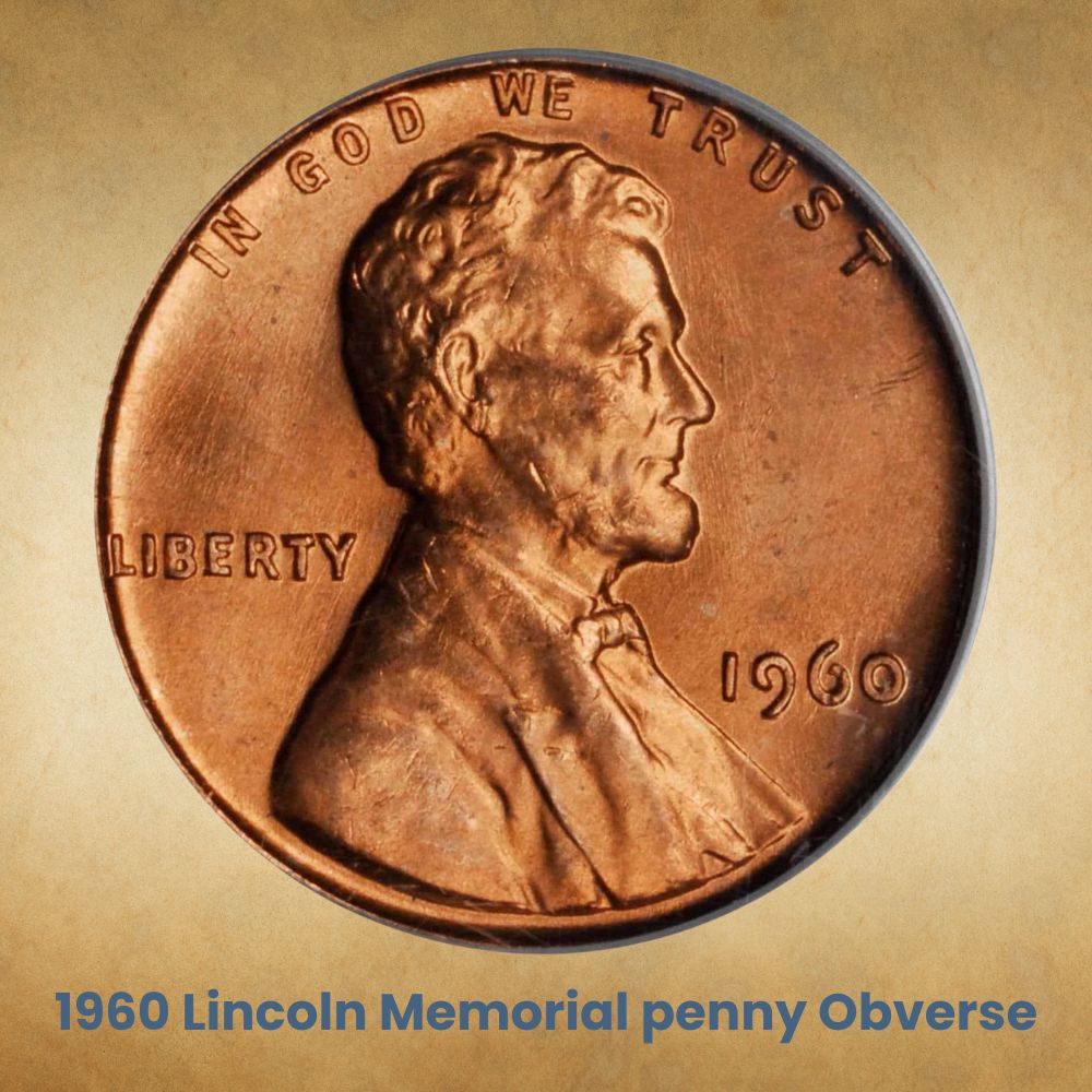 The obverse of the 1960 Lincoln Memorial penny