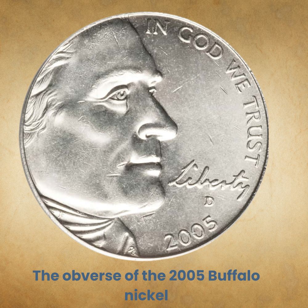 The obverse of the 2005 Buffalo nickel