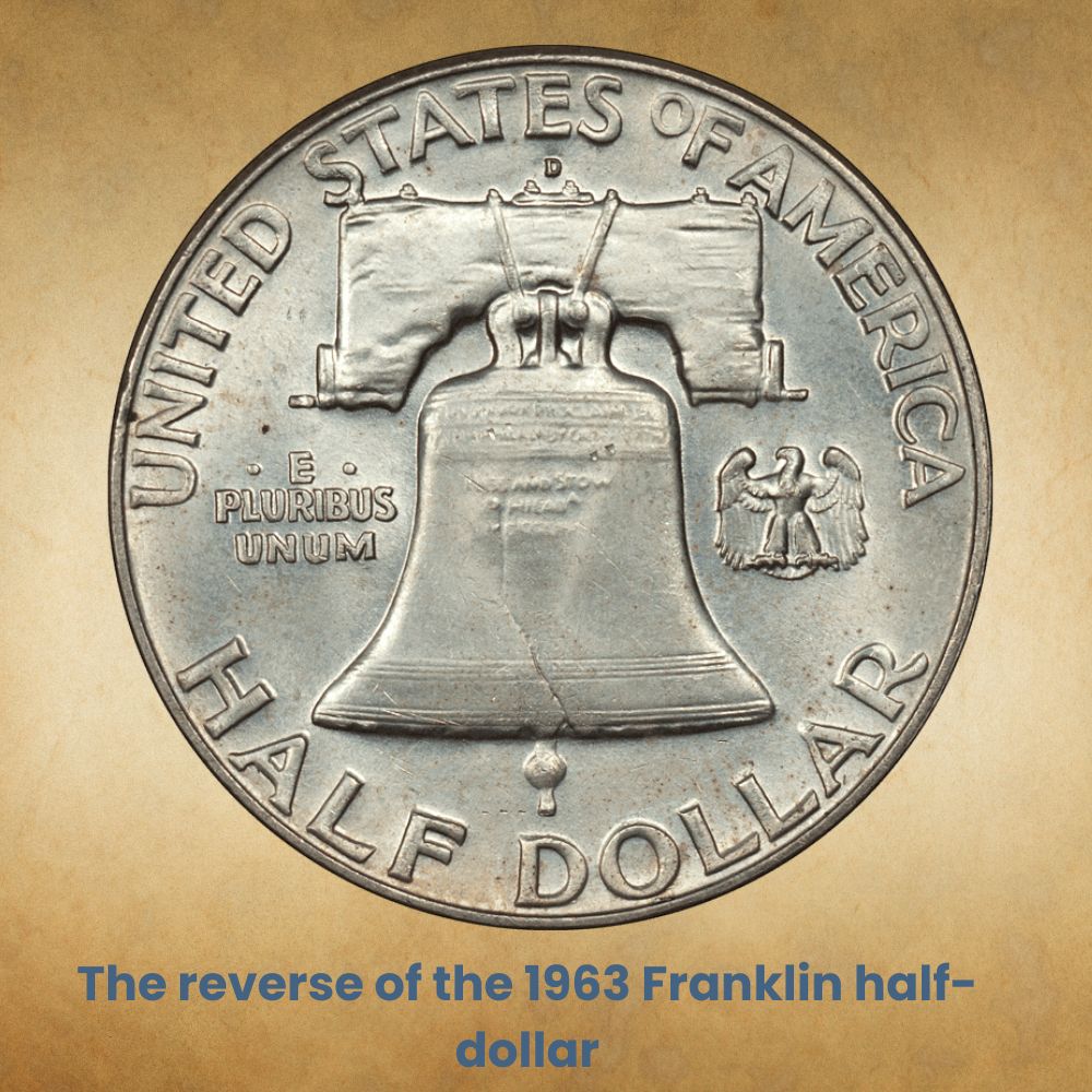 The reverse of the 1963 Franklin half-dollar