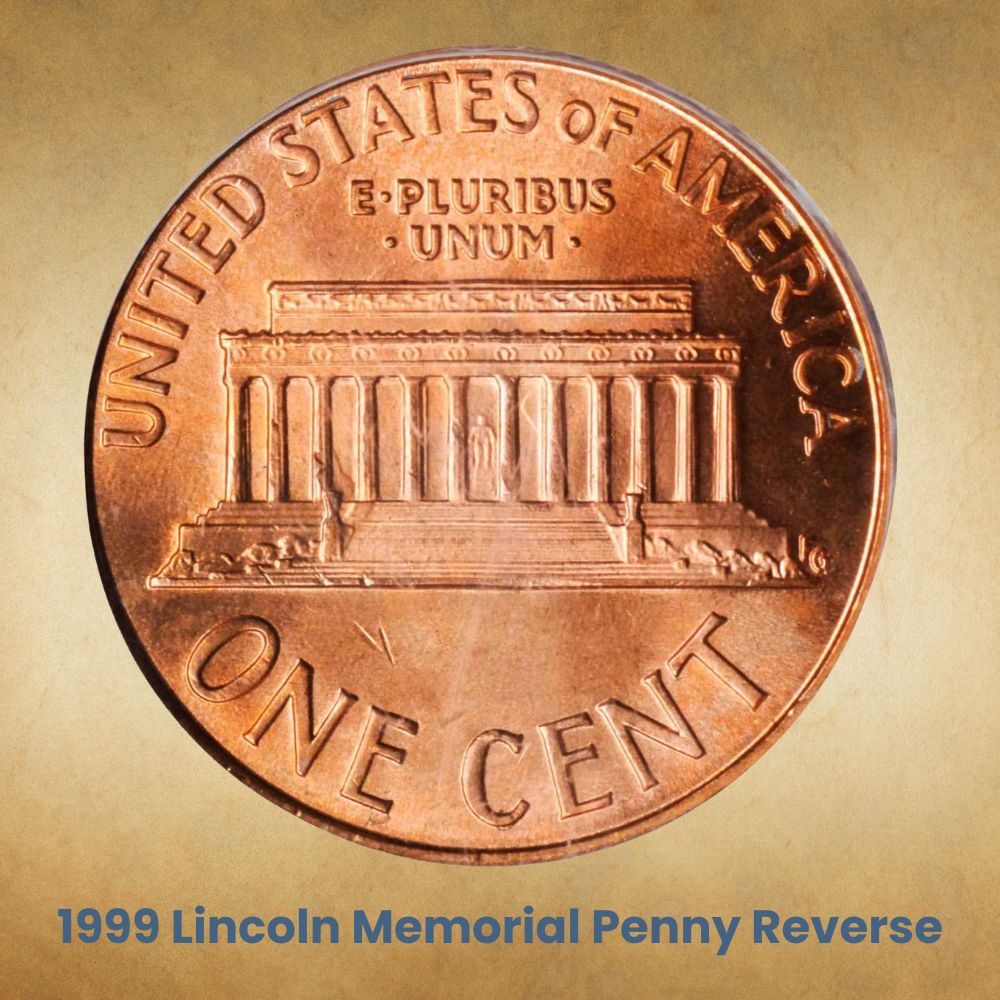 The reverse of the 1999 Lincoln Memorial penny