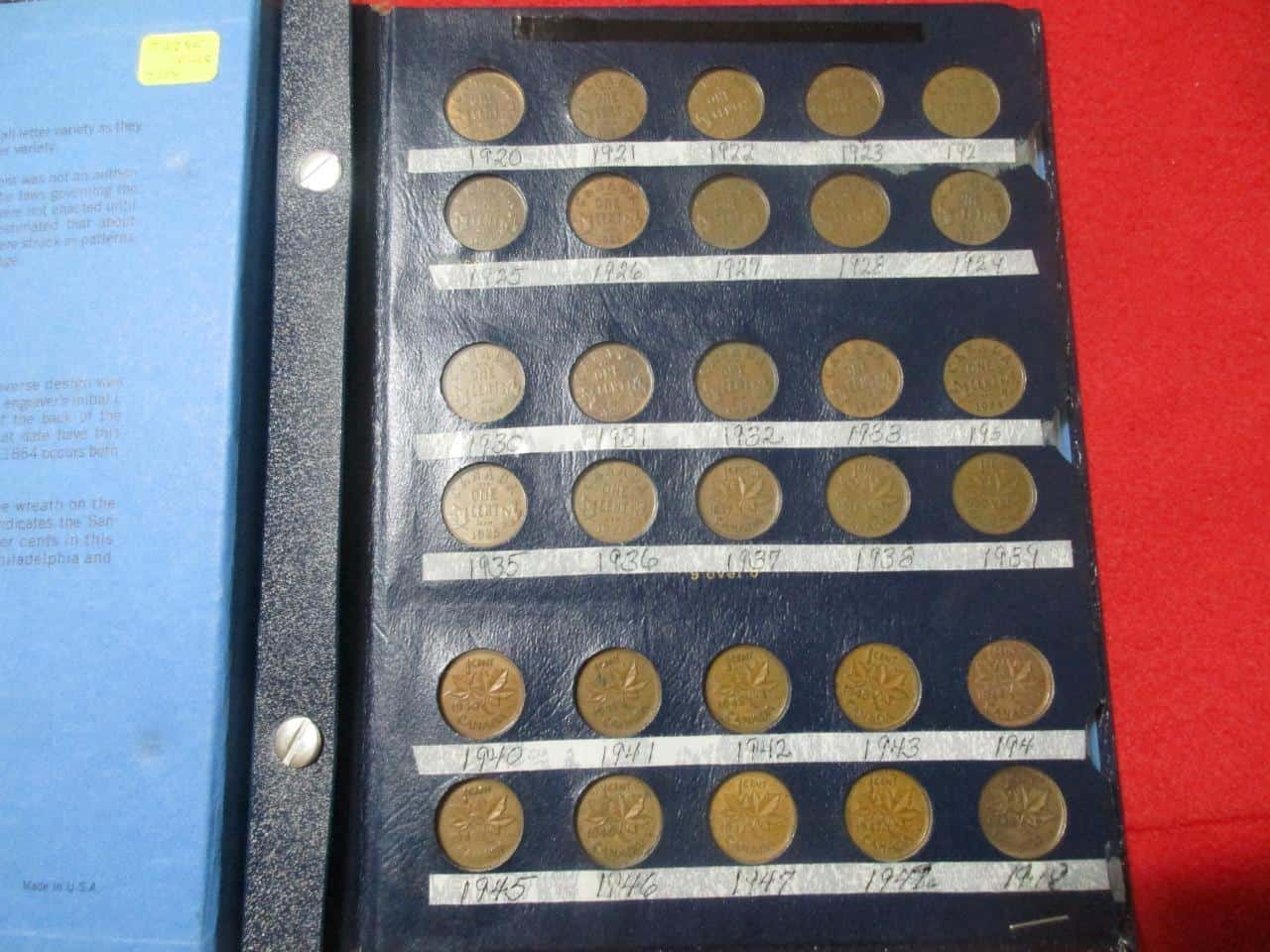 Canadian Small Cent Collection Includes 1922/23/24/25 1920 To 197