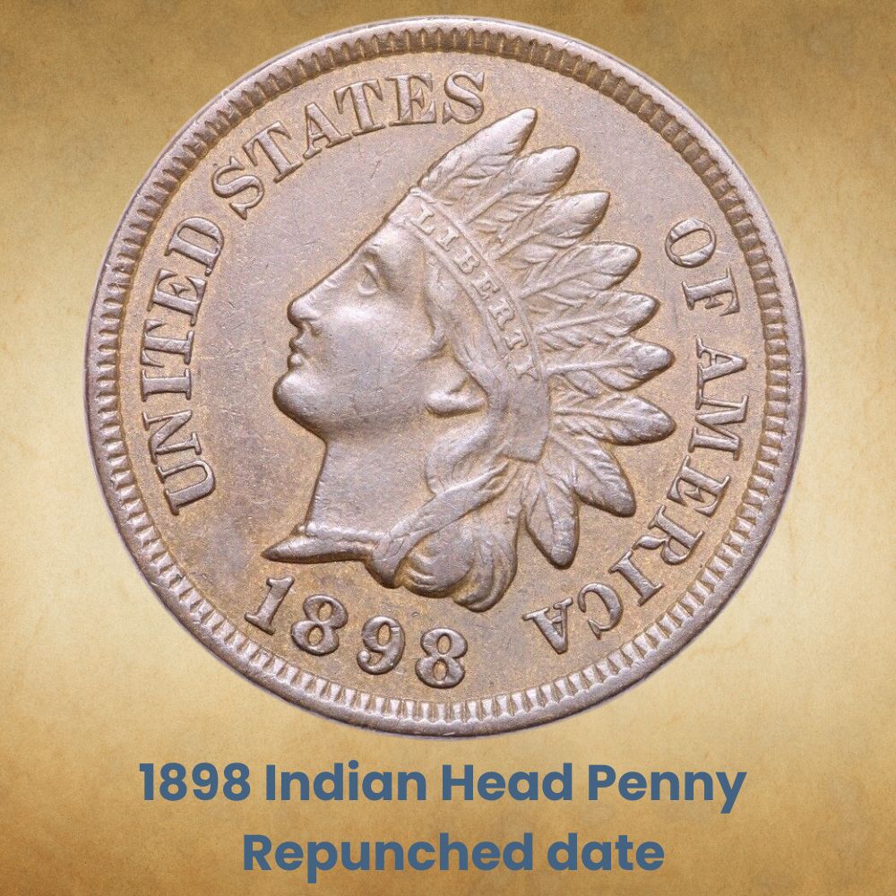 1898 Indian Head Penny Repunched date