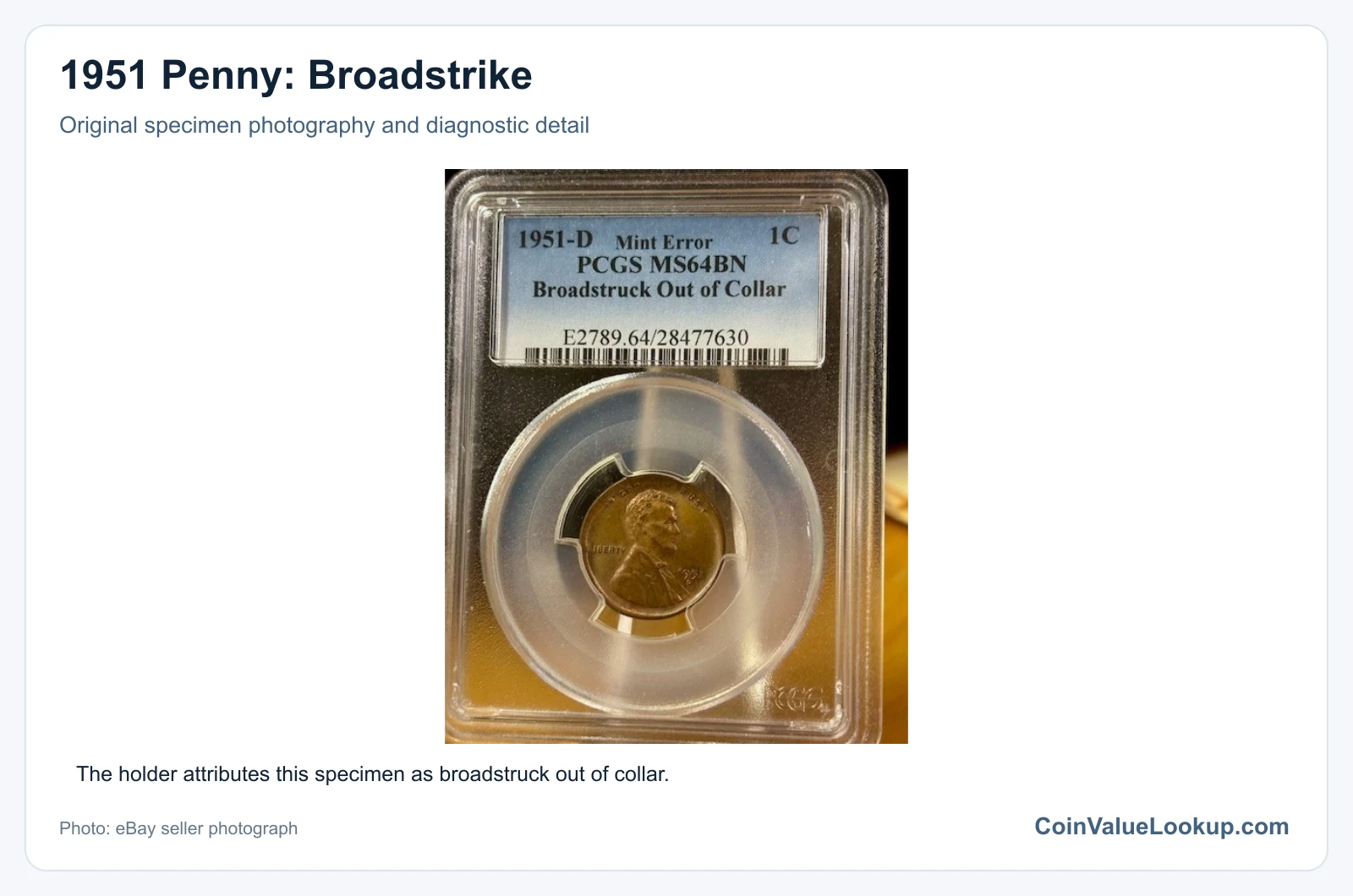 1951 Penny: Broadstrike with diagnostic detail