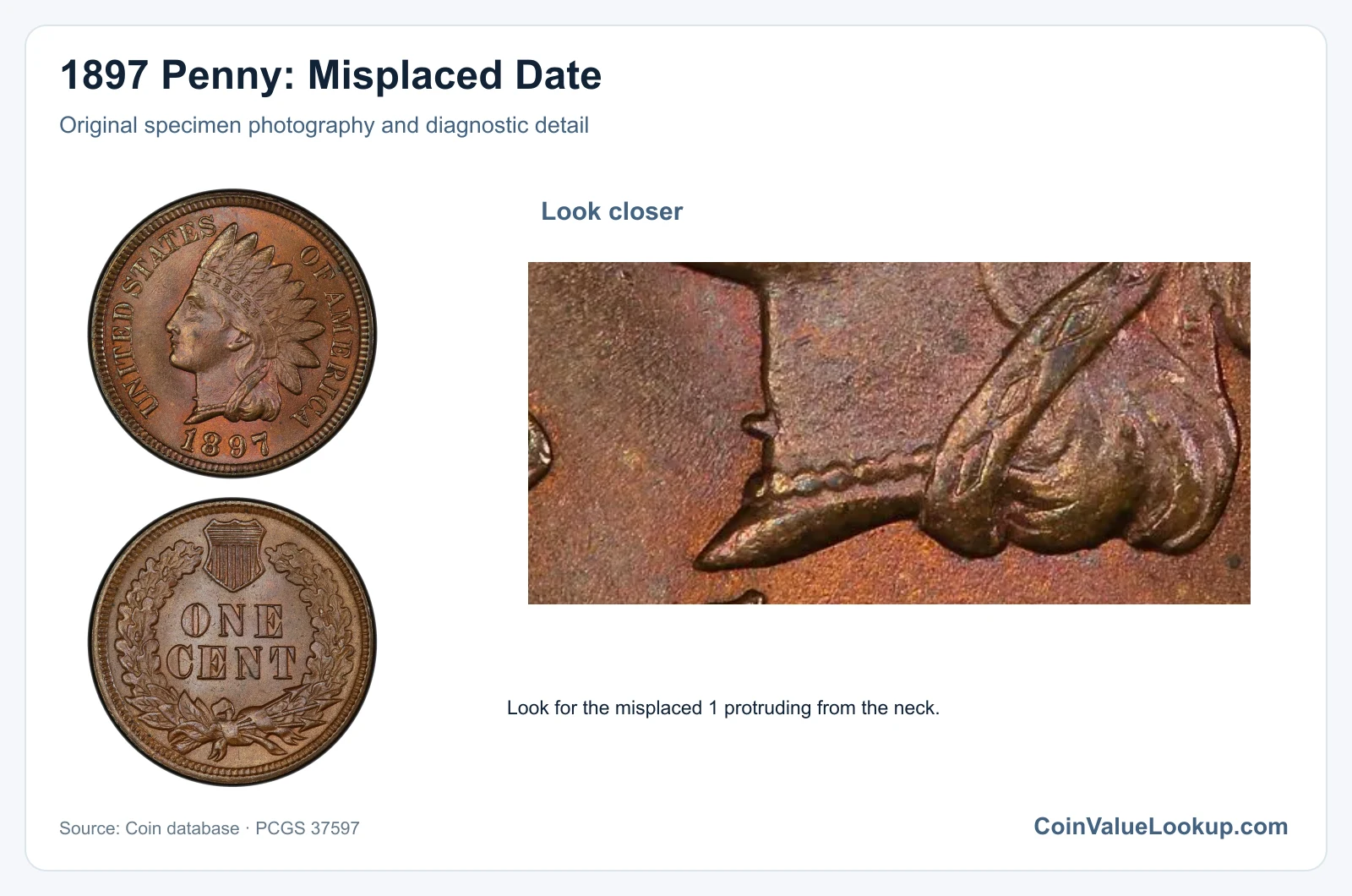 1897 Penny: Misplaced Date with diagnostic detail