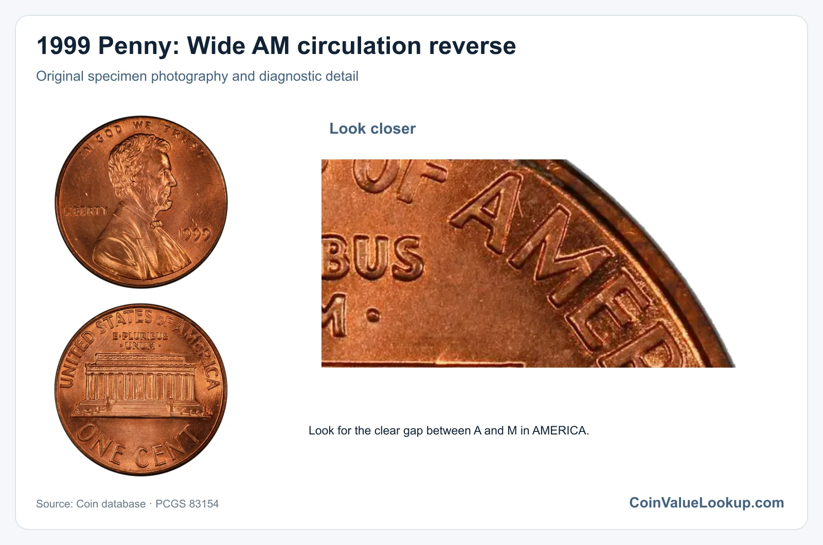 1999 Penny: Wide AM circulation reverse with diagnostic detail