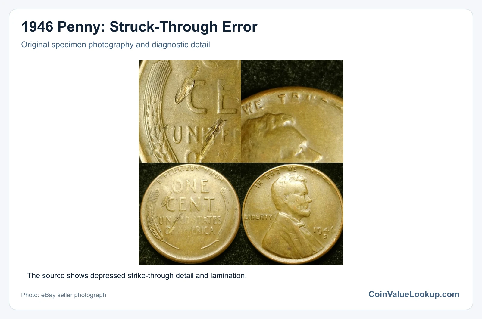 1946 Penny: Struck-Through Error with diagnostic detail