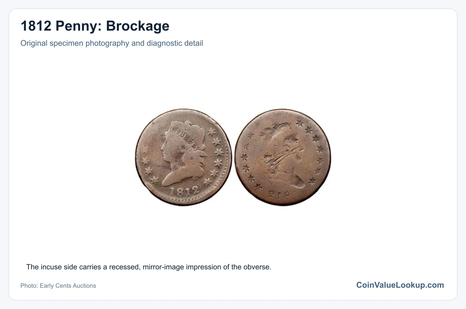 1812 Penny: Brockage with diagnostic detail