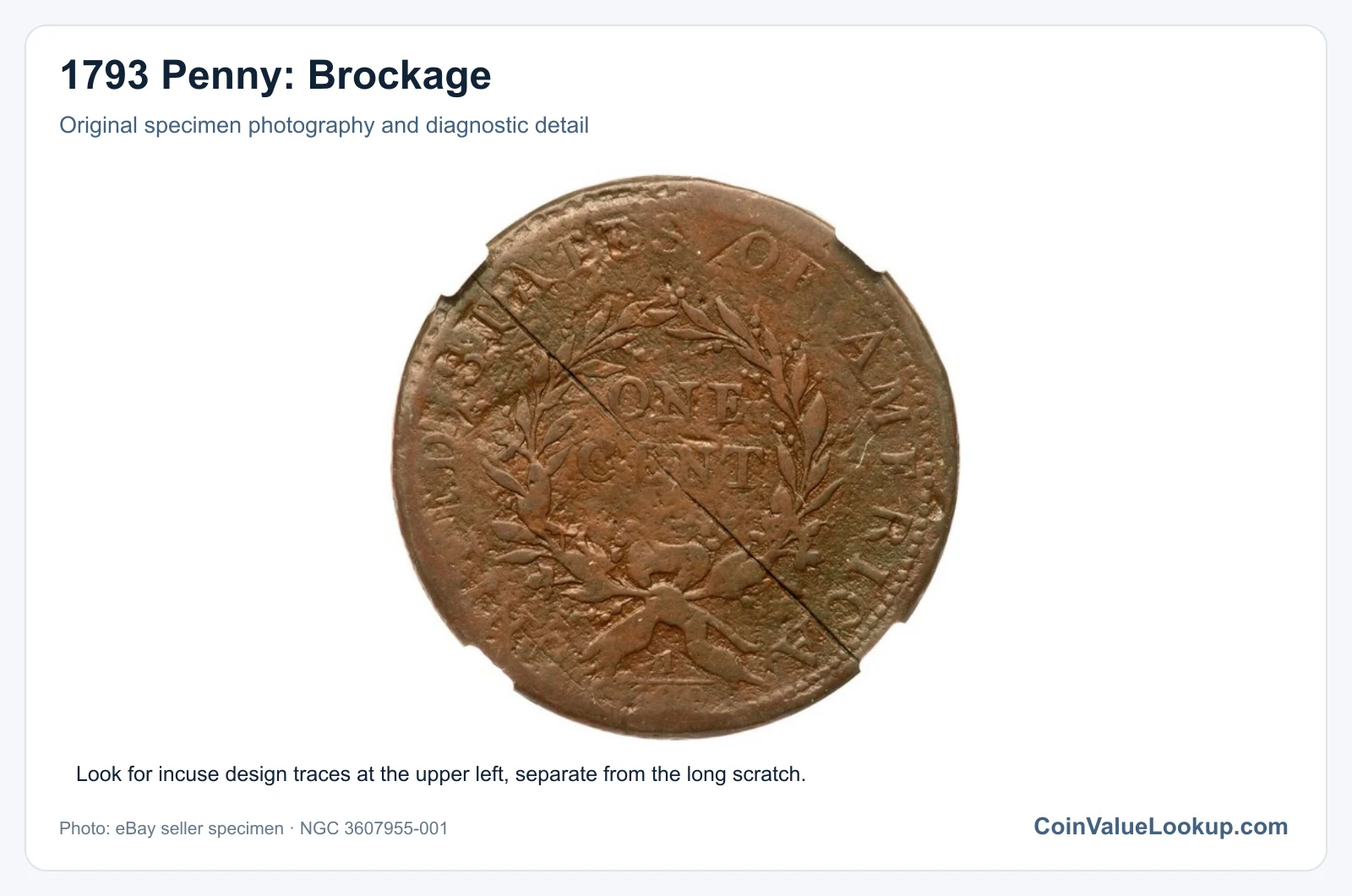 1793 Penny: Brockage with diagnostic detail