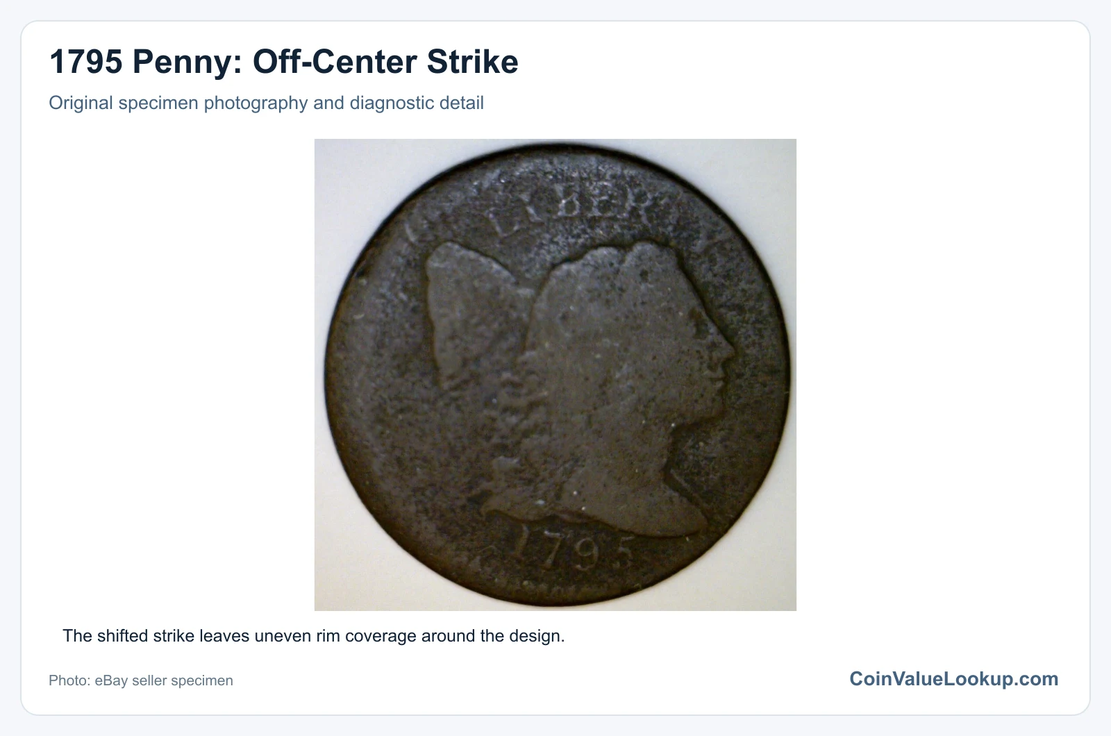 1795 Penny: Off-Center Strike with diagnostic detail