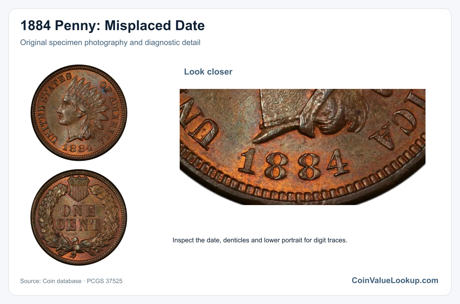1884 Penny: Misplaced Date with diagnostic detail
