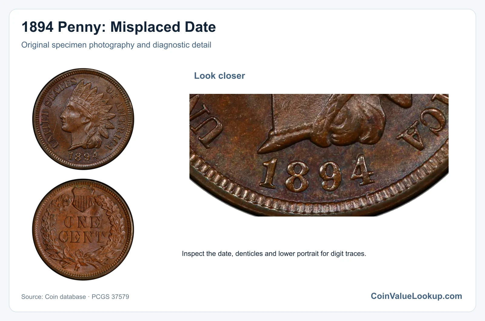 1894 Penny: Misplaced Date with diagnostic detail