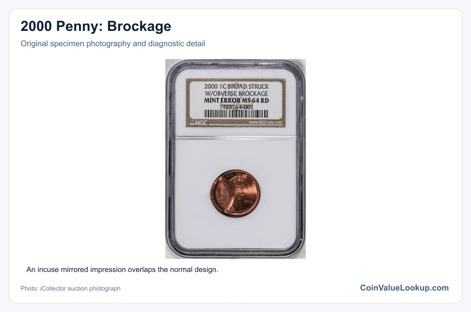 2000 Penny: Brockage with diagnostic detail