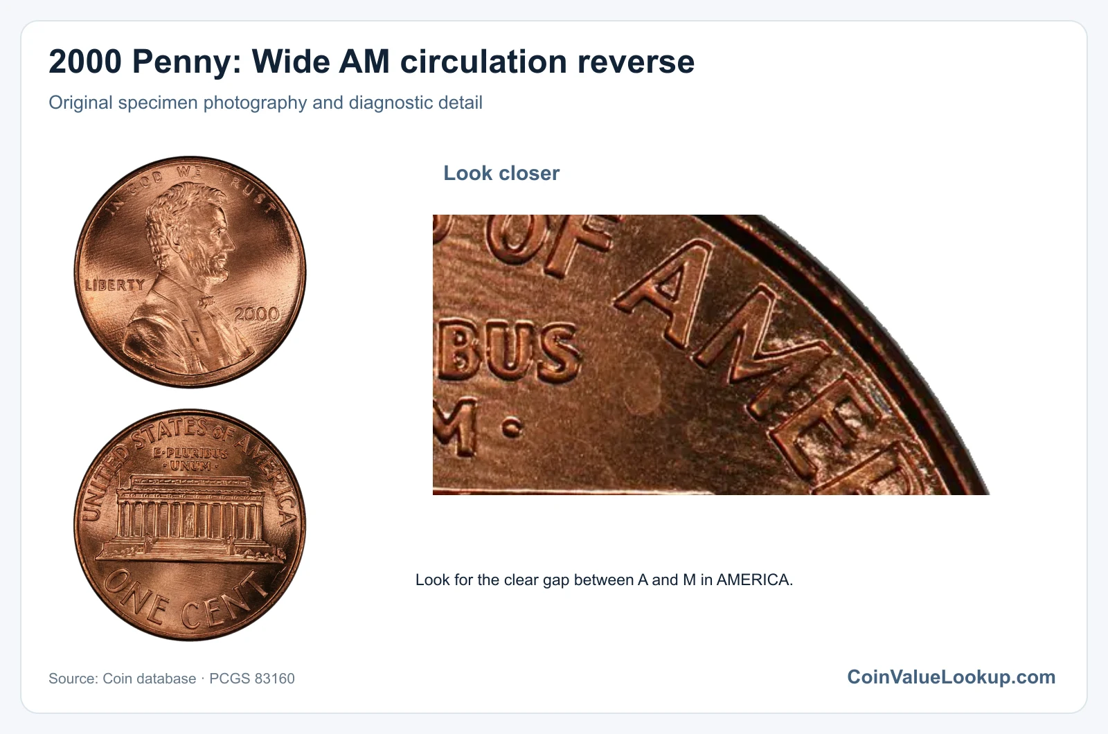2000 Penny: Wide AM circulation reverse with diagnostic detail