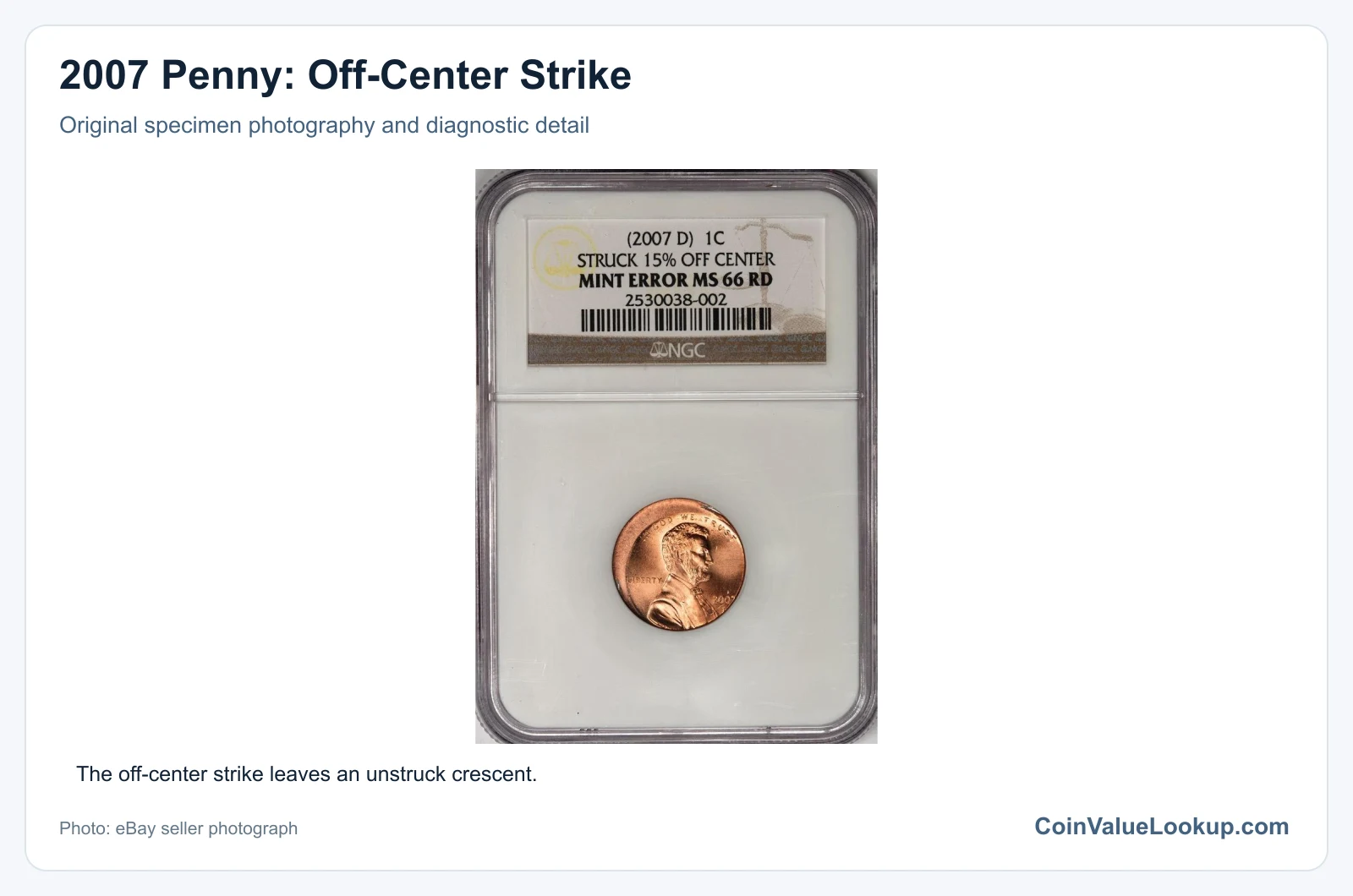 2007 Penny: Off-Center Strike with diagnostic detail
