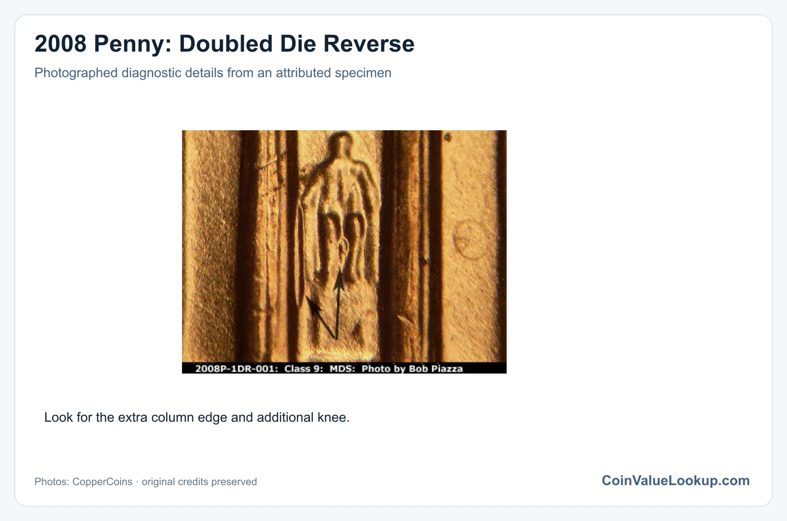 2008 Penny: Doubled Die Reverse with diagnostic detail