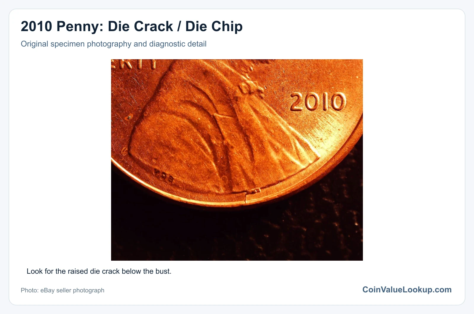 2010 Penny: Die Crack / Die Chip with diagnostic detail