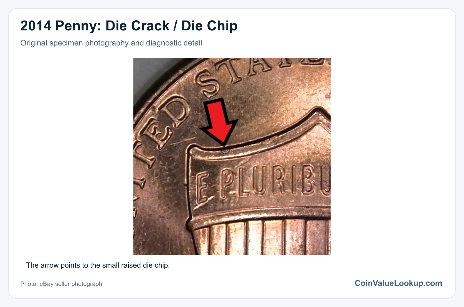 2014 Penny: Die Crack / Die Chip with diagnostic detail