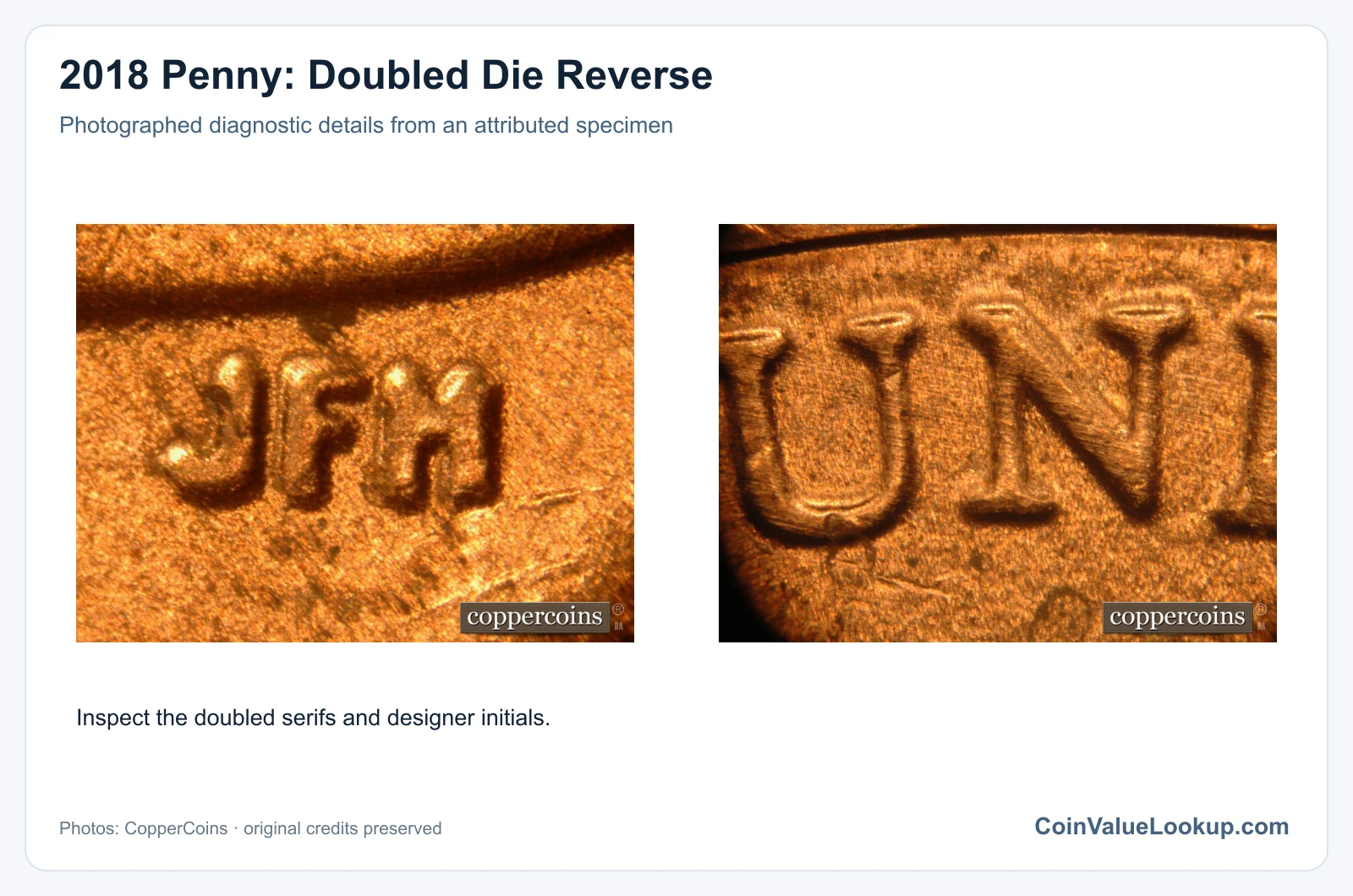 2018 Penny: Doubled Die Reverse with diagnostic detail