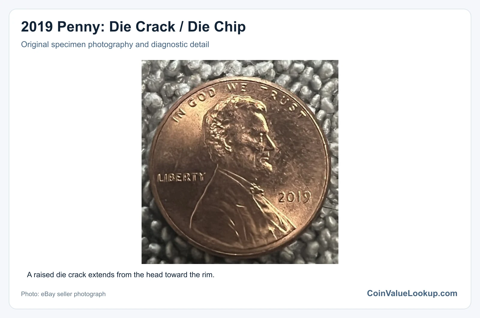 2019 Penny: Die Crack / Die Chip with diagnostic detail