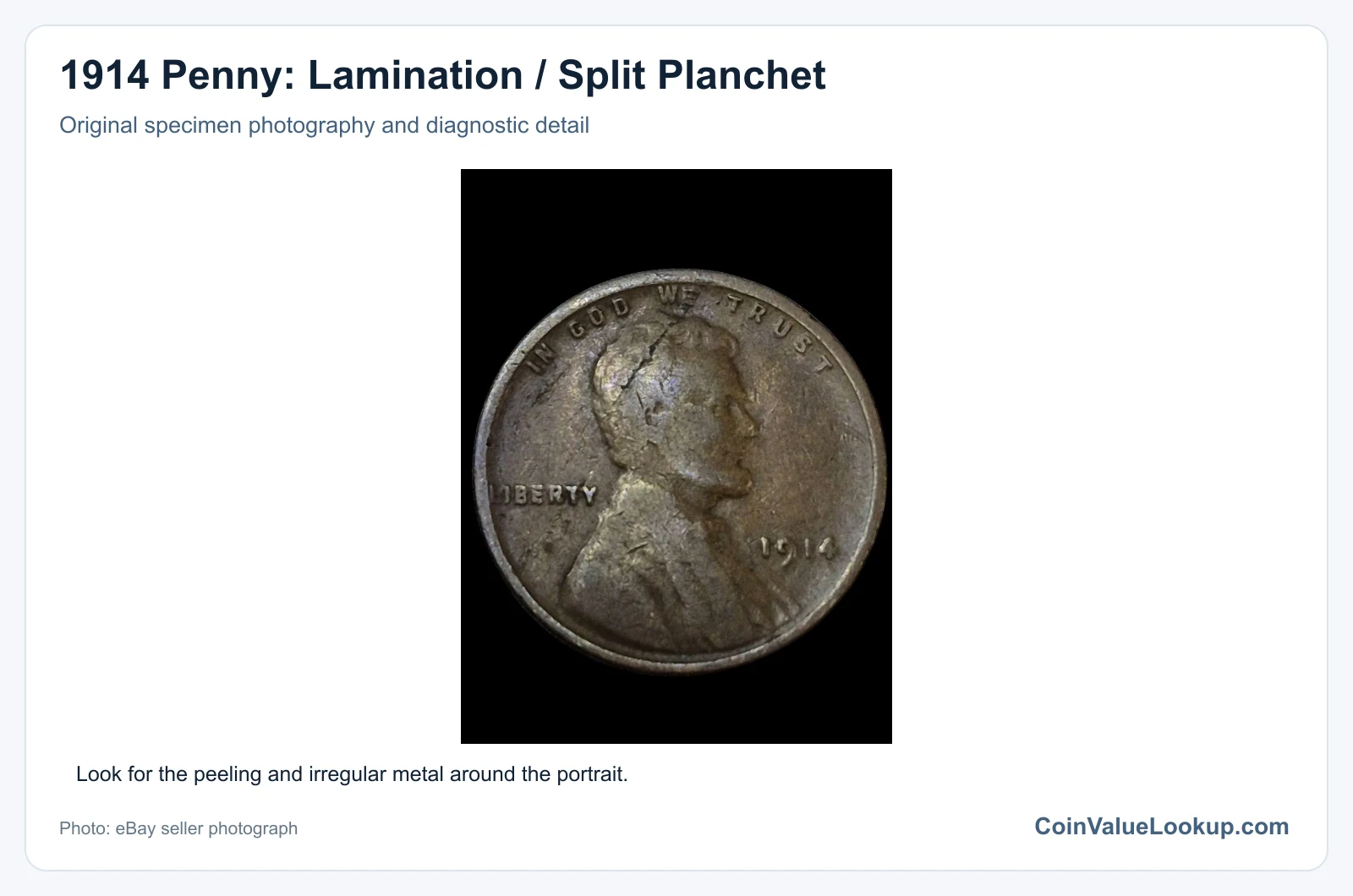 1914 Penny: Lamination / Split Planchet with diagnostic detail