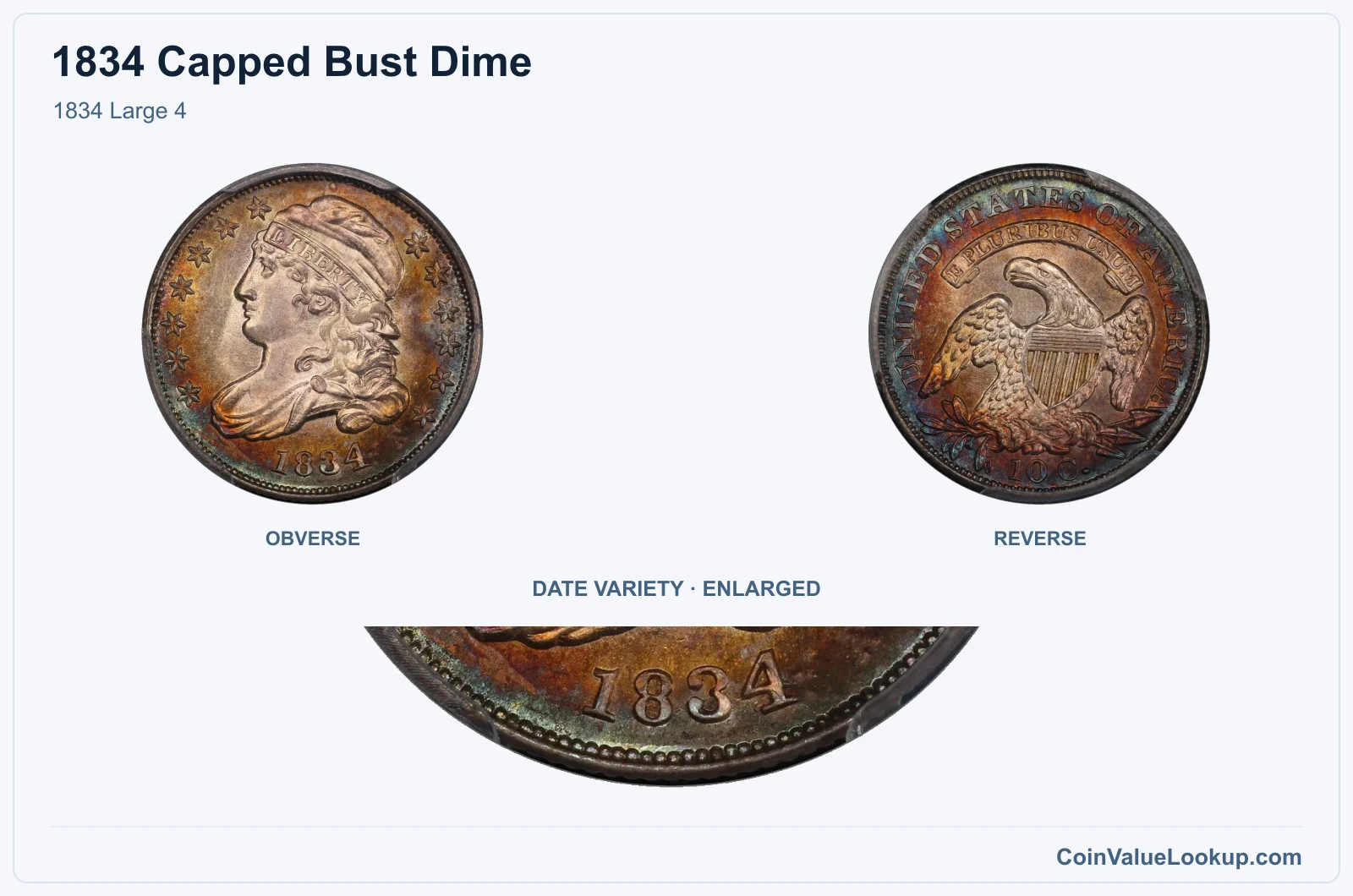 1834 Large 4 with enlarged genuine date detail