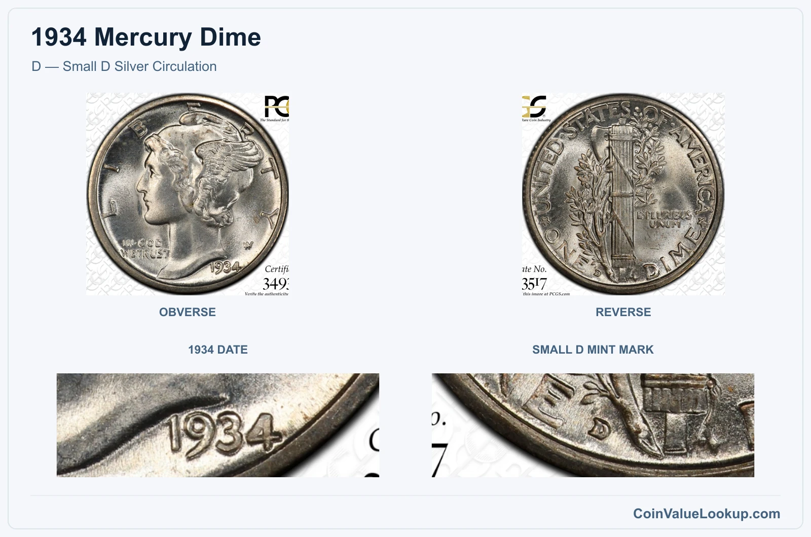 D — Small D Silver Circulation real specimen with 1934 date, small d mint mark closeups