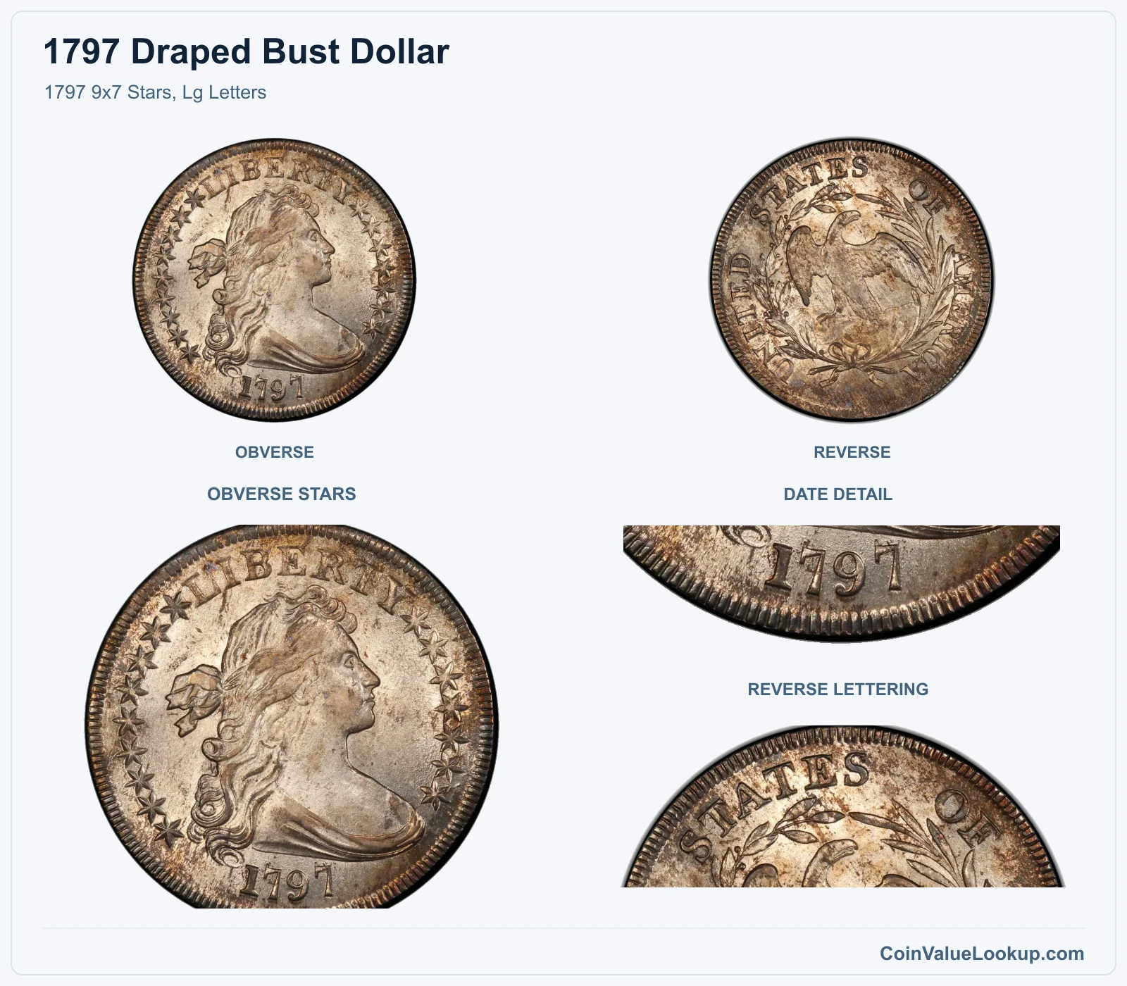 1797 9x7 Stars, Lg Letters with obverse stars and date details
