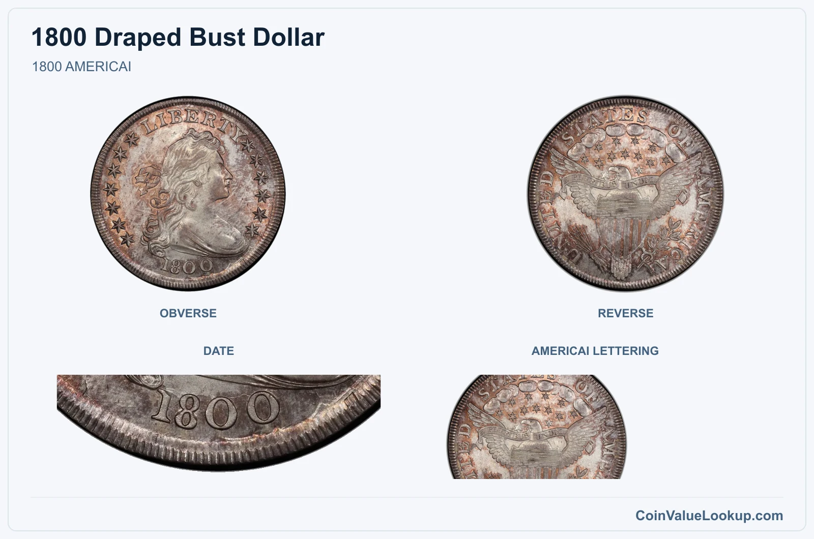 1800 AMERICAI real specimen with date, americai lettering closeups