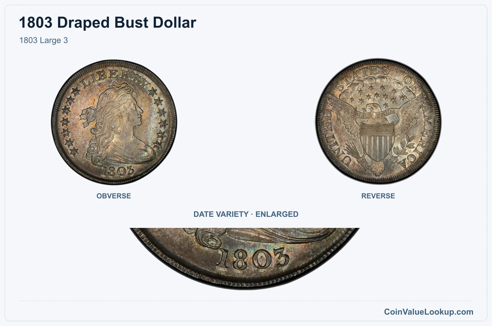 1803 Large 3 with enlarged genuine date detail