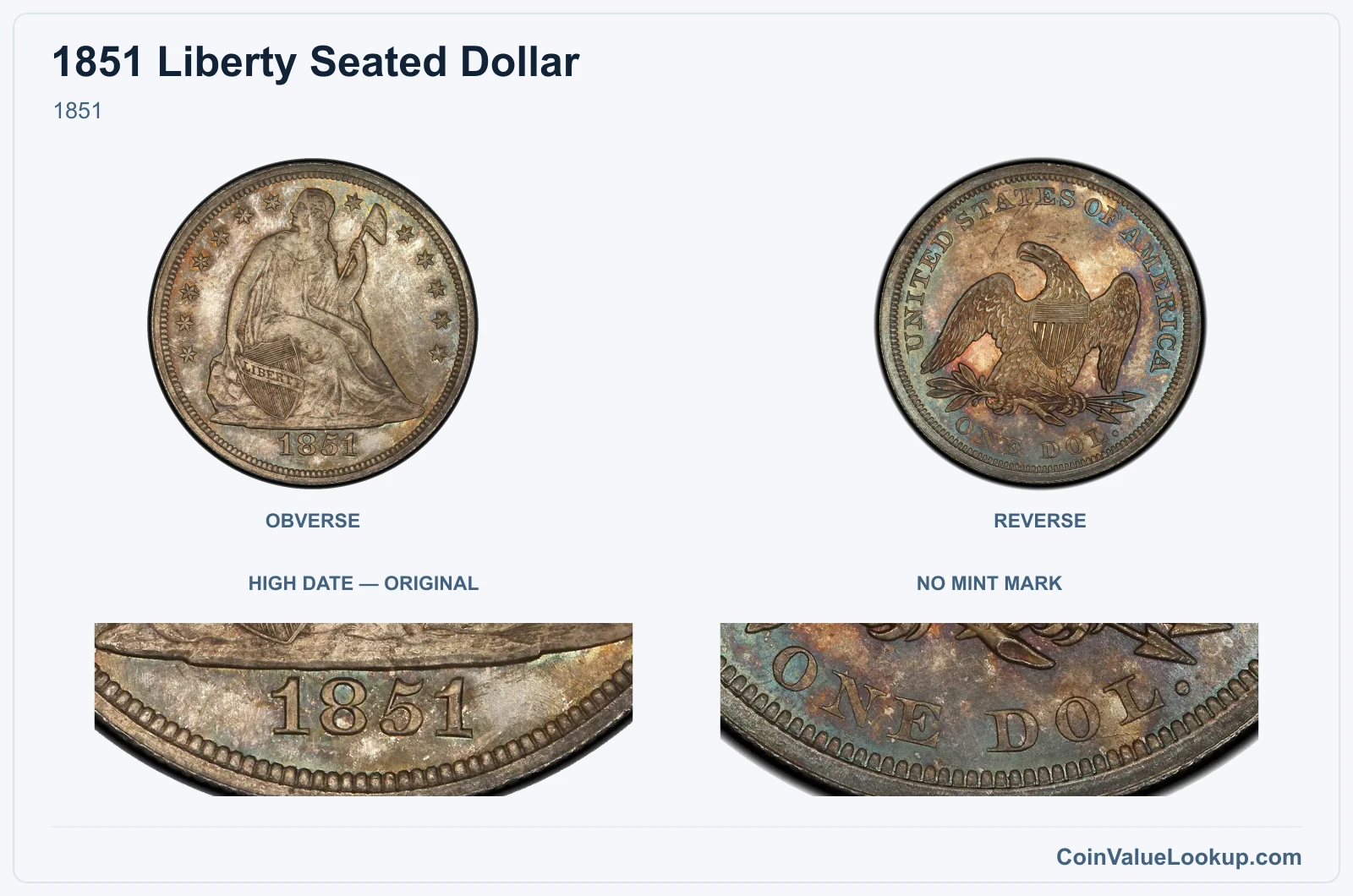 1851 real specimen with high date — original, no mint mark closeups