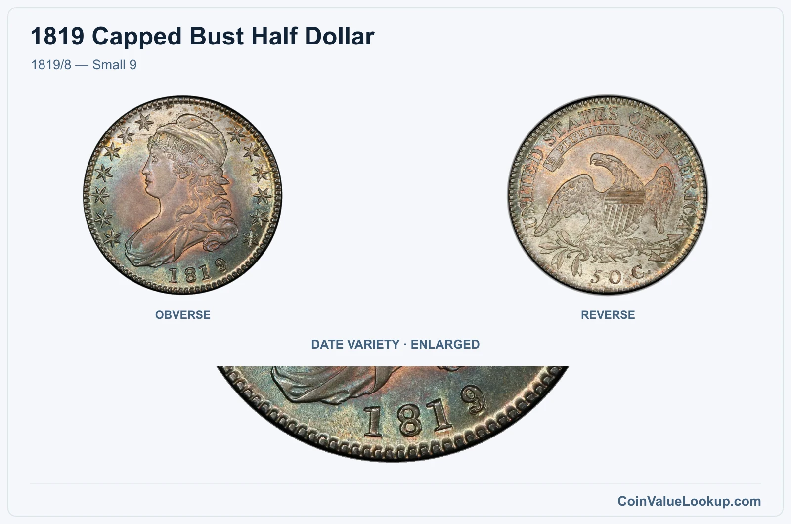 1819/8 — Small 9 with enlarged genuine date detail