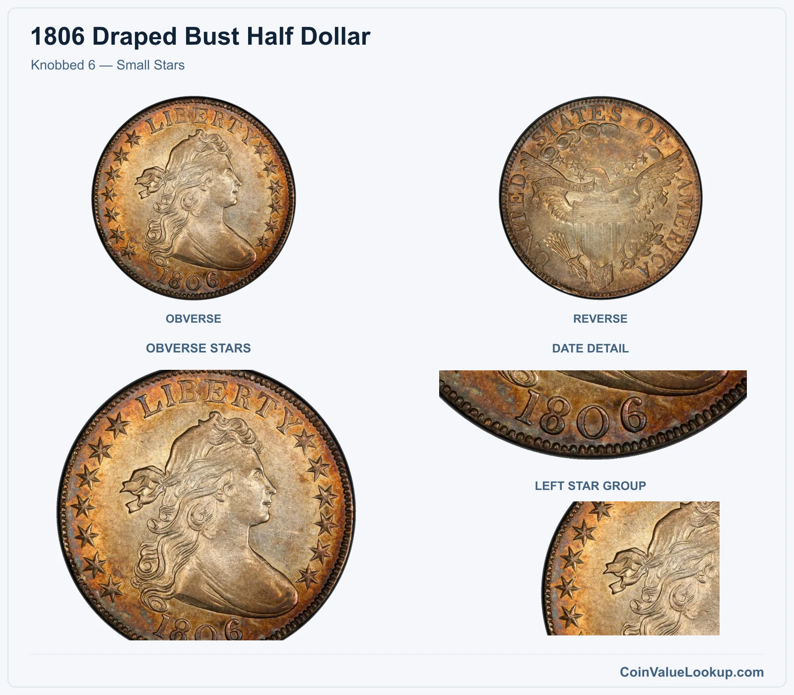 Knobbed 6 — Small Stars with obverse stars and date details