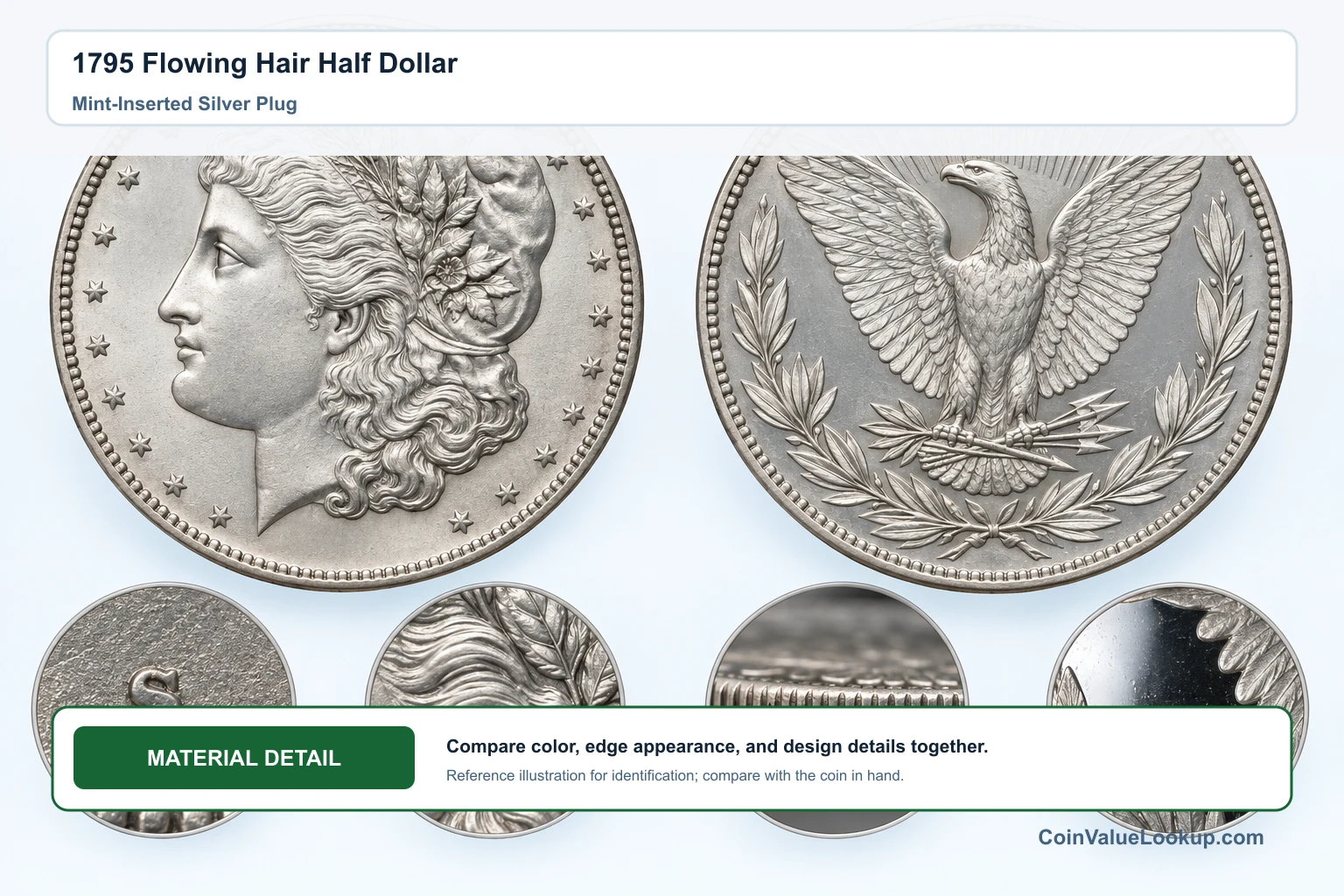 1795 Flowing Hair Half Dollar — Mint-Inserted Silver Plug