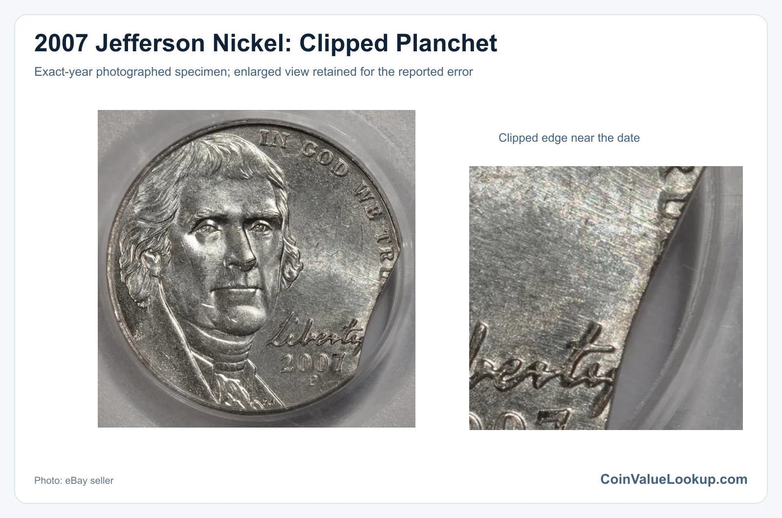 2007 Nickel Clipped Planchet