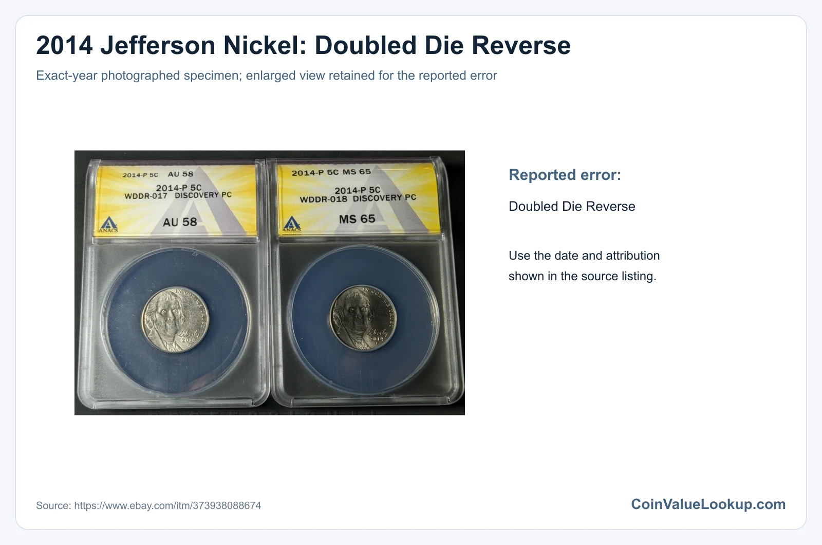 2014 Nickel Doubled Die Reverse