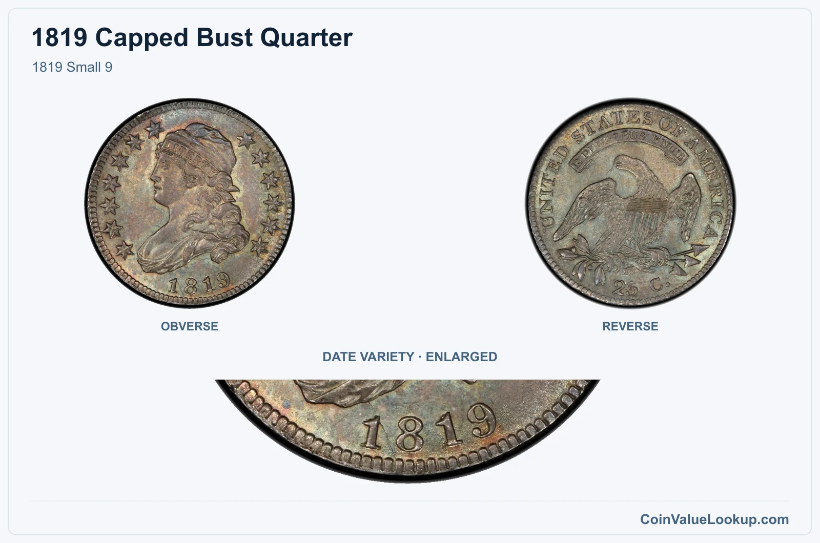 1819 Small 9 with enlarged genuine date detail