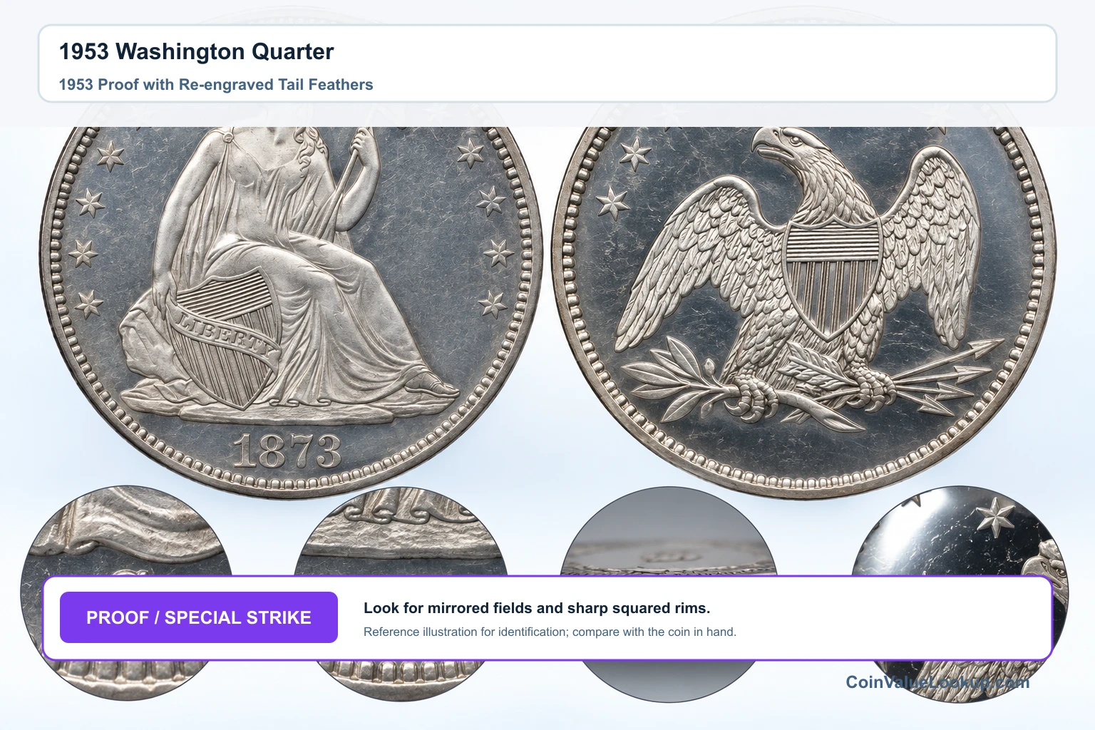 1953 Washington Quarter — 1953 Proof with Re-engraved Tail Feathers