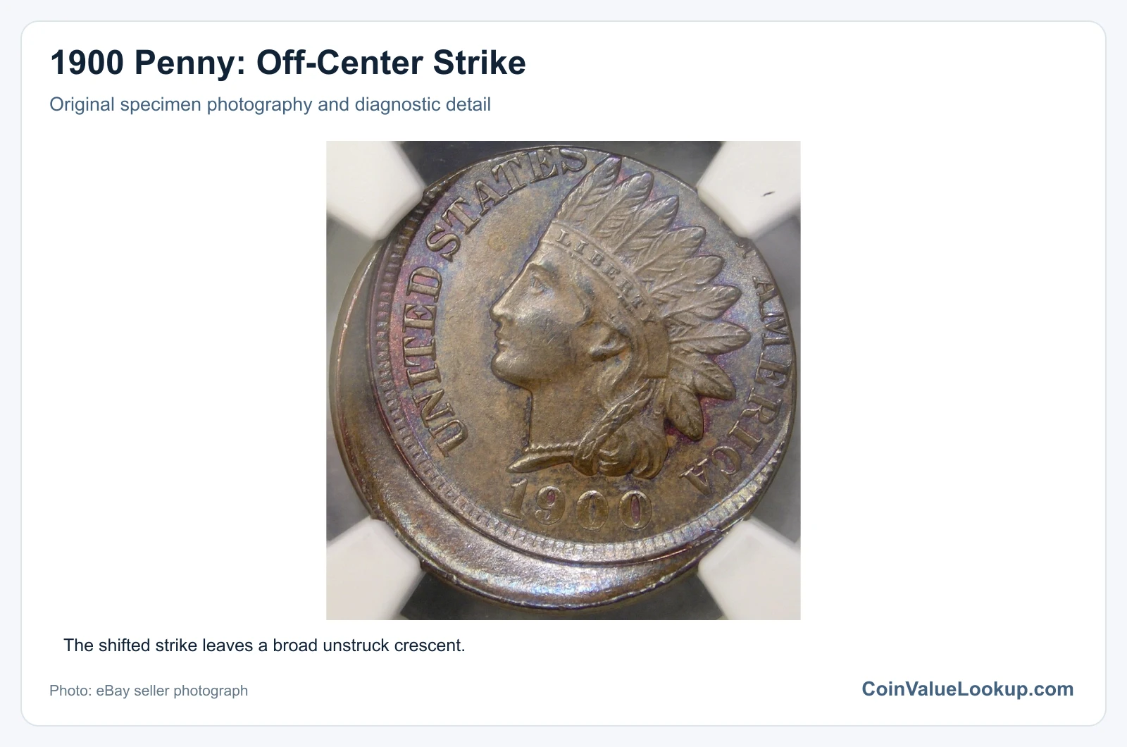 1900 Penny: Off-Center Strike with diagnostic detail