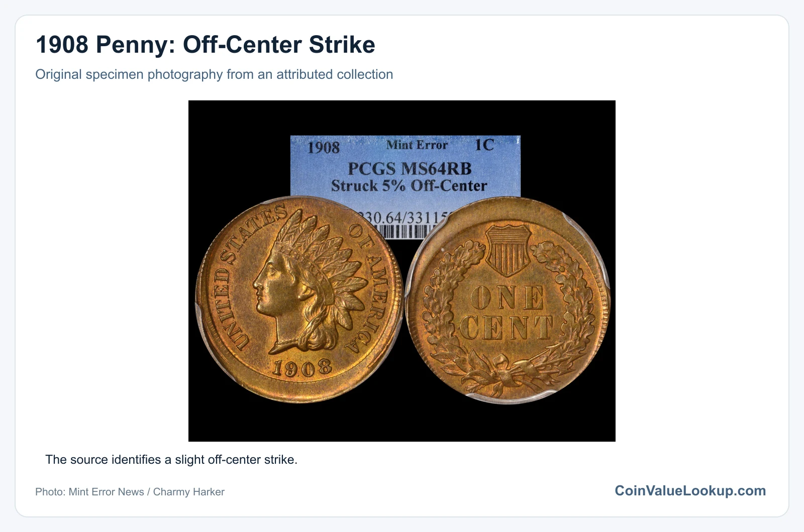 1908 Penny: Off-Center Strike